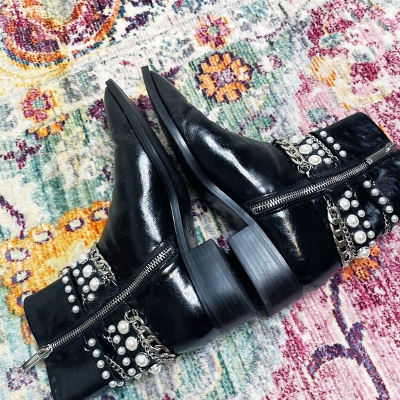 Zara Pearl Chain Ankle Boots - Picture 5 of 7